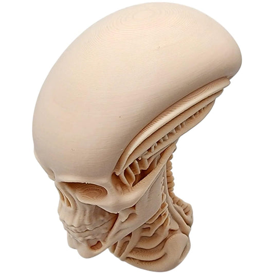 Skeletal Alien Bust – 3D Printed Xeno Skull Sculpture with Elongated Cranium and Exposed Structures for Sci-Fi, Horror, or Oddities Decor – 3D Printed in Canada