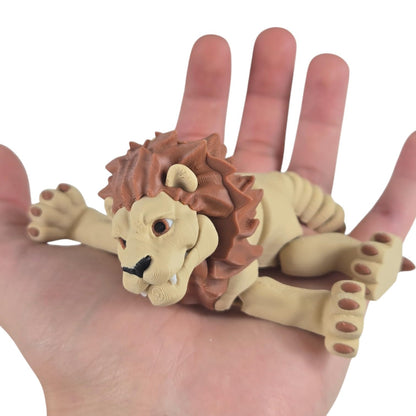 Articulated Savannah Lion Figurine – Desk Fidget for Teens & Adults – Stress Relief & Collectible – 3D Printed in Canada
