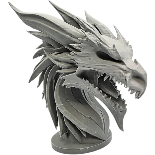 Forest Dragon Bust – Elemental Nature-Inspired Dragon Sculpture with Leafed Horns & Fierce Roar – Fantasy Display Figure – 3D Printed in Canada