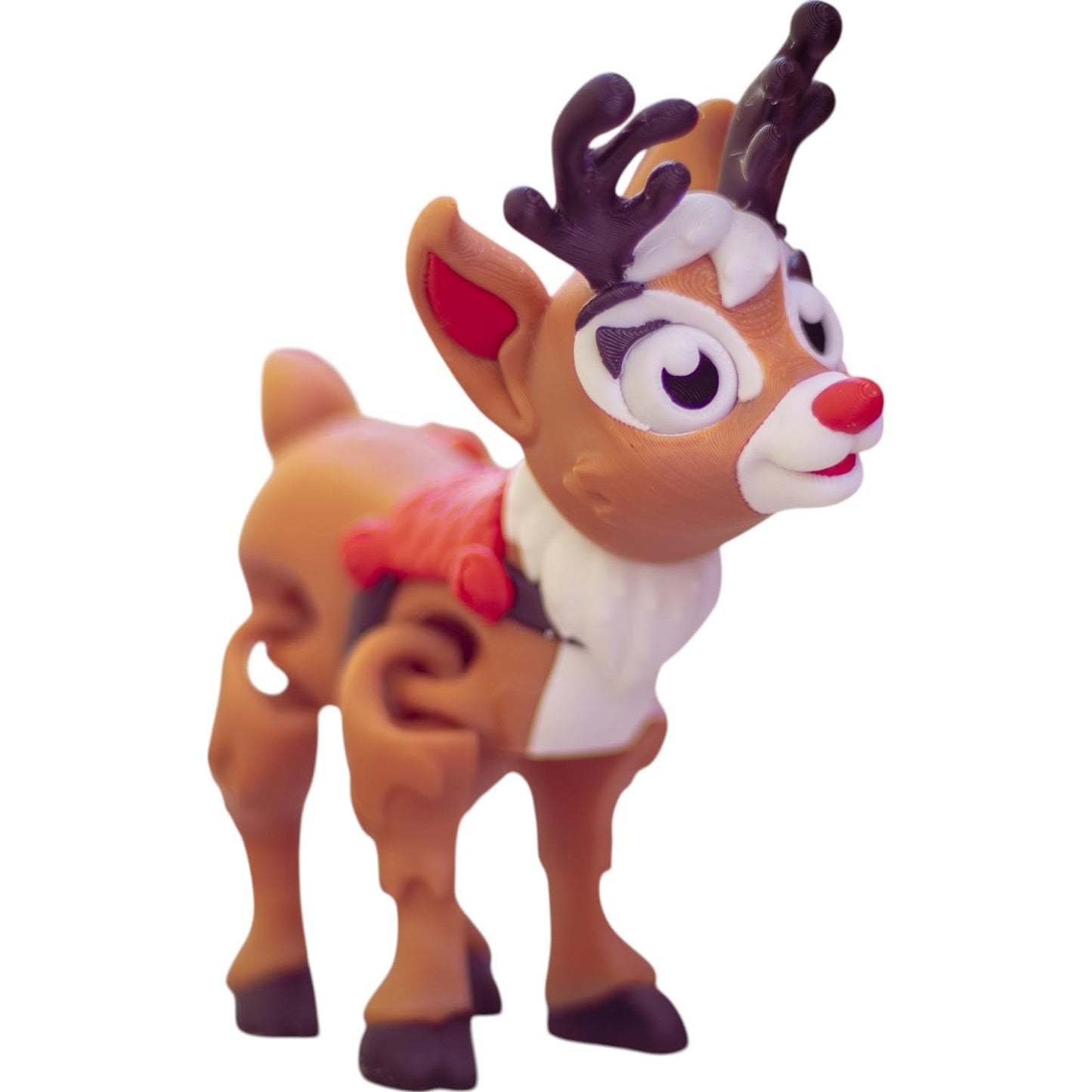Festive Reindeer Christmas Figurine – Articulated Holiday Reindeer Desk Decor or Shelf Ornament – Cute Poseable Collectible for Seasonal Display – 3D Printed in Canada
