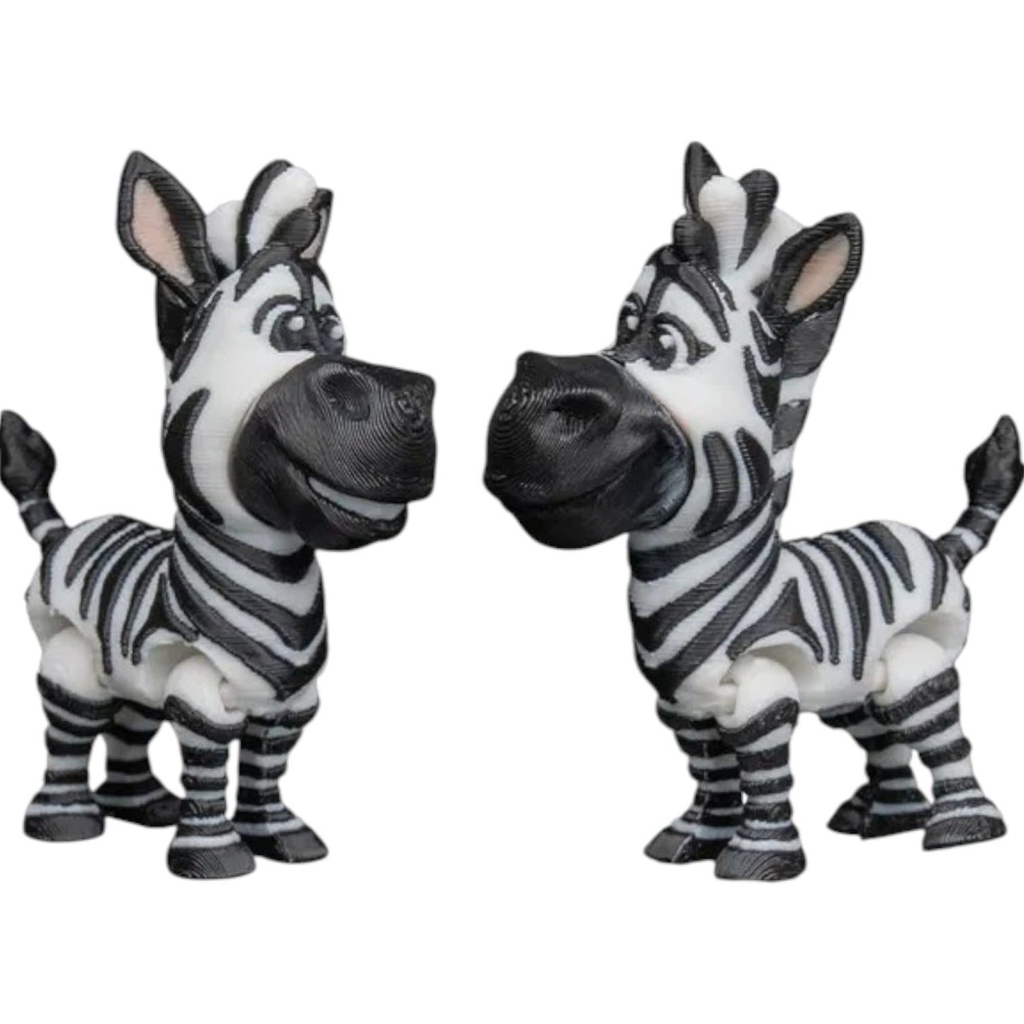 Cartoon Zebra Duo Figurines – Articulated Poseable Fidget Statues for Desk or Shelf Display – Cute Animal Collectible Gift for Teens & Adults – 3D Printed in Canada