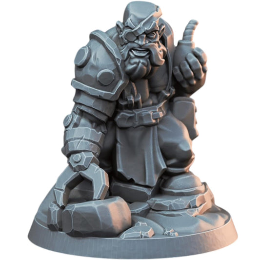 Bionic Bomber Dwarf with Mechanical Arm Miniature for Fantasy Tabletop RPG, Wargaming Armies & Collector Displays – 3D Printed in Canada