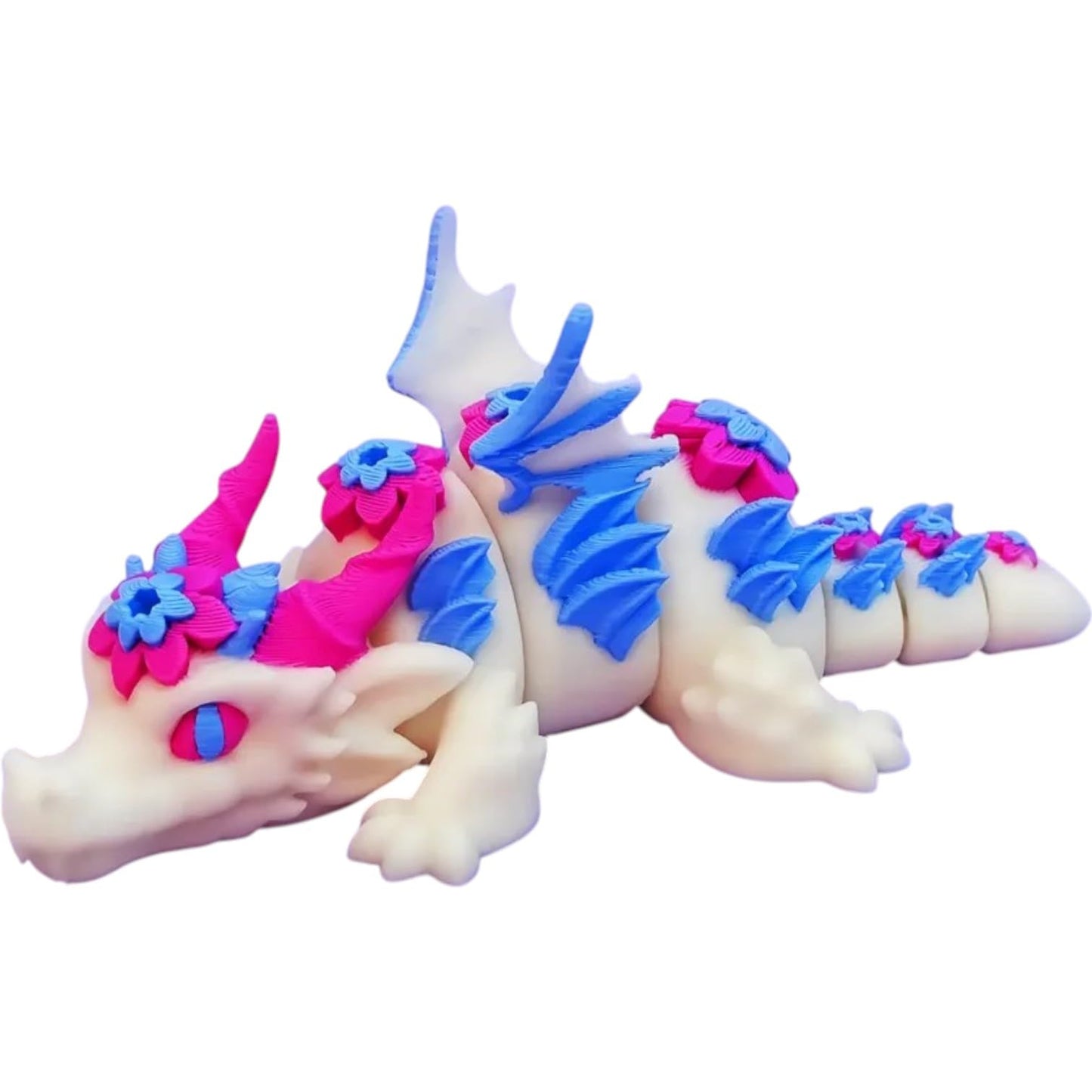 Spring Bloom Dragon Figurine – Articulated Floral Fantasy Creature with Petal Details and Poseable Segments – 3D Printed in Canada