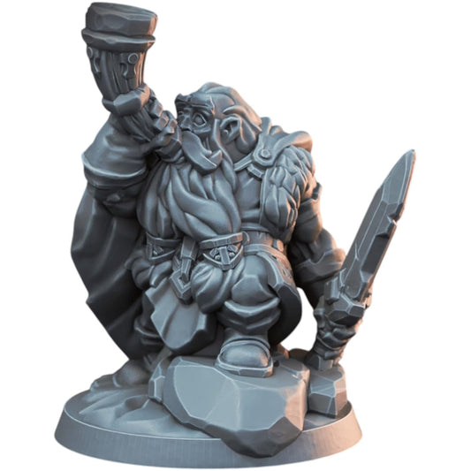 Valiant Dwarf Hornblower Warrior Miniature for Tabletop RPG, Wargaming & Display – 3D Printed in Canada