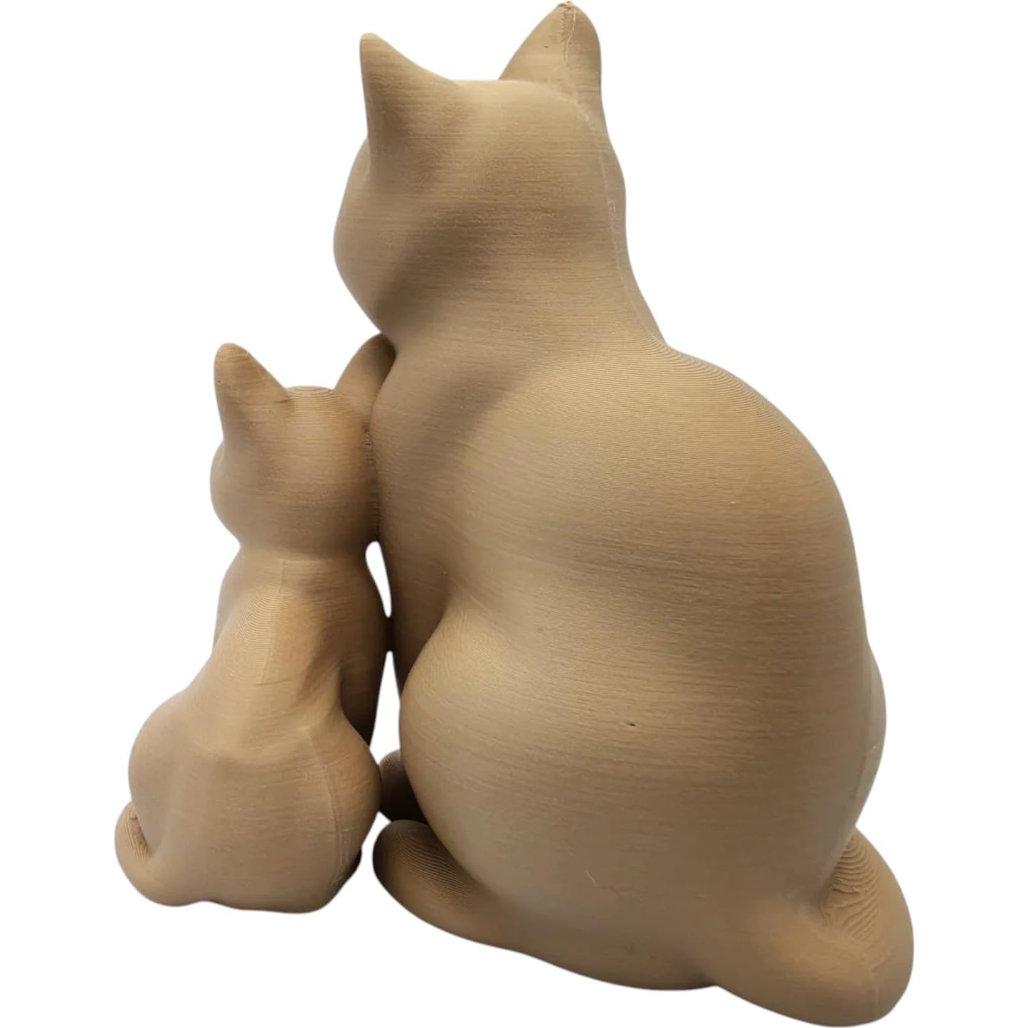 Momma Cat and Kitten Figurine – Wood-Style 3D Printed Cat Sculpture Duo for Shelf, Gift, or Pet Memorial Display – 3D Printed in Canada