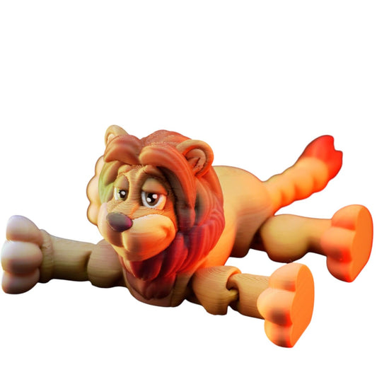 Articulated Lion Figurine – Print-in-Place Flexible Jungle Animal Collectible for Desk or Shelf – 3D Printed in Canada