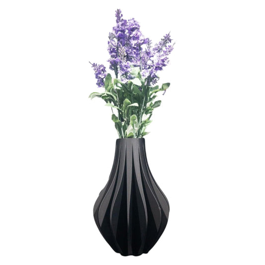 Zolara Modern Twist Vase – Black Geometric Decorative Flower Holder for Home or Office – Sleek Contemporary Table Centerpiece – 3D Printed in Canada