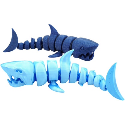 Articulated Shark Fidget Figurine – Movable Ocean Predator Toy for DIY Painting, Desk Decor or Stress Relief – 3D Printed in Canada