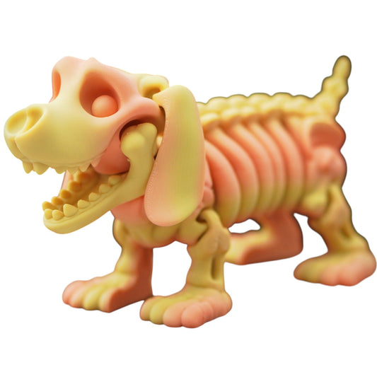Articulated Skeleton Dachshund Figurine – Spooky Dog Desk Toy, Halloween Decor, Posable Bone Pup Fidget Collectible – Print-in-Place – 3D Printed in Canada