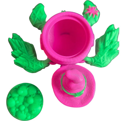 Witch Turtle Halloween Candy Holder – Articulated Witch Turtle Figurine with Cauldron Bowl – Cute Spooky Shelf Decor or Gift for Turtle Lovers – 3D Printed in Canada