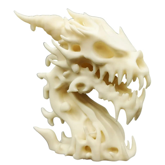 Liquid Dragon Skull Sculpture – Fantasy Flame-Inspired Decor for Desk, Shelf, or Display – Gothic Mythical Collectible Art – 3D Printed in Canada