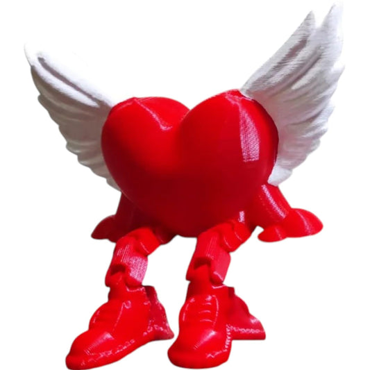 Articulated Winged Heart Figurine – Valentine’s Day Shelf Sitter with Flexible Legs – 3D Printed in Canada