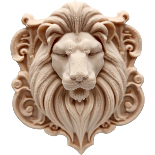 Lion Bust Wall Art – Regal Animal Relief Plaque with Ornate Frame, No Supports Required – 3D Printed in Canada