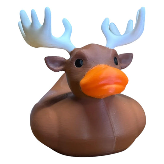 Majestic Moose Duck Figurine – Funny Rubber Duck Collectible with Antlers – Animal Figurine Novelty Gift – Funny Duck Cruise Hide Desk Decor – 3D Printed in Canada