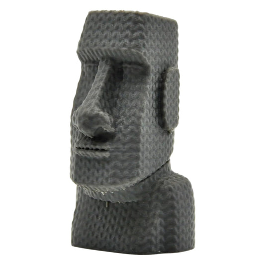 Knitted Moai Head Figurine – Faux-Woven Stone Statue Desk Ornament with Cozy Texture – 3D Printed in Canada