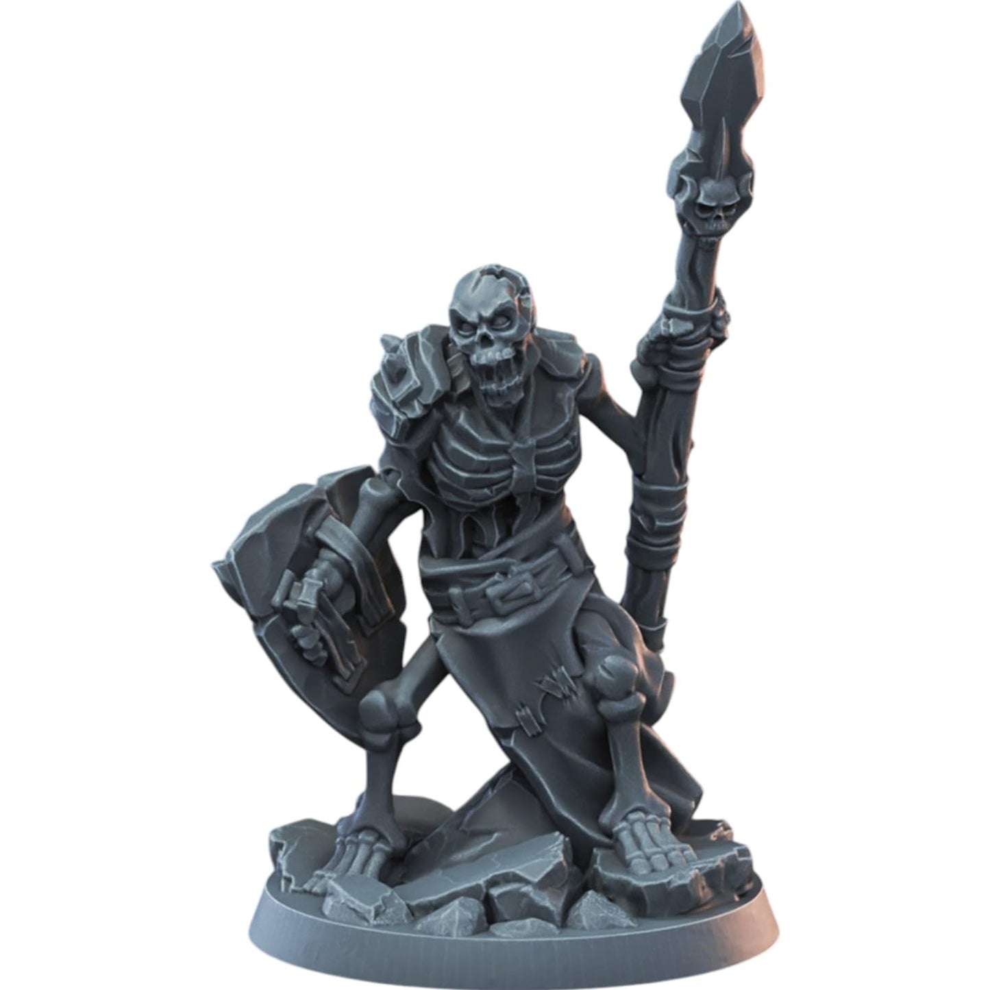Skeleton Spear Warrior Miniature for Tabletop RPG, Wargaming & Painting – Fantasy Undead Figure for Dungeon Masters & Collectors – 3D Printed in Canada