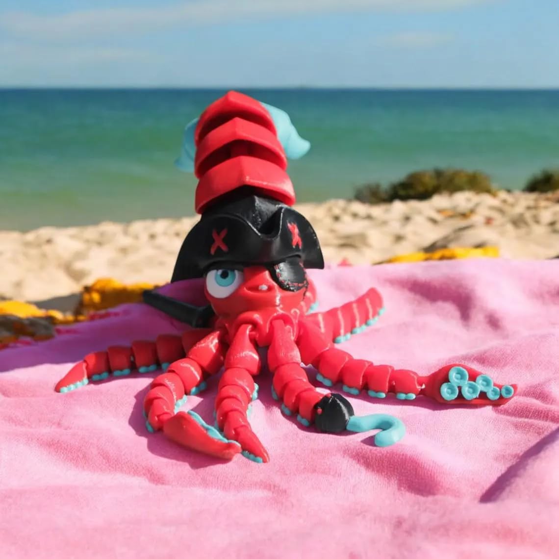 Articulated Pirate Squid Figurine – Interactive 3D Printed Ocean-Themed Toy – Unique Collectible for Teens & Adults – 3D Printed in Canada