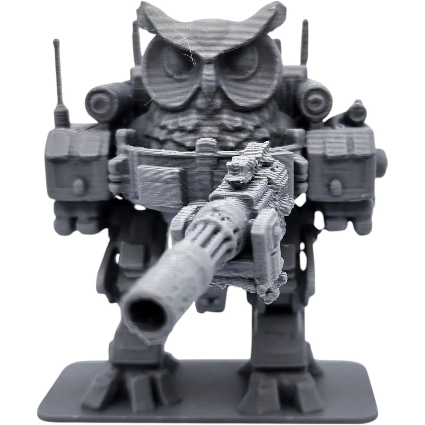 Owl Mechwarrior Figurine – 3D Printed Armored Owl Robot Statue for Sci-Fi Shelf Display, Tabletop Games, or Collector Gifts – 3D Printed in Canada