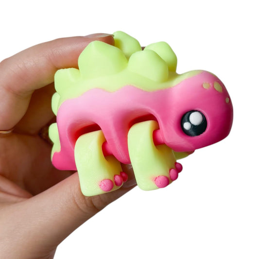 5-Pack Mini Stegosaurus Critters Figurines – Articulated Pastel Dino Fidget Toys for Desk, Shelf, or Collectible Display – Cute Flexi Dinosaur Models – 3D Printed in Canada