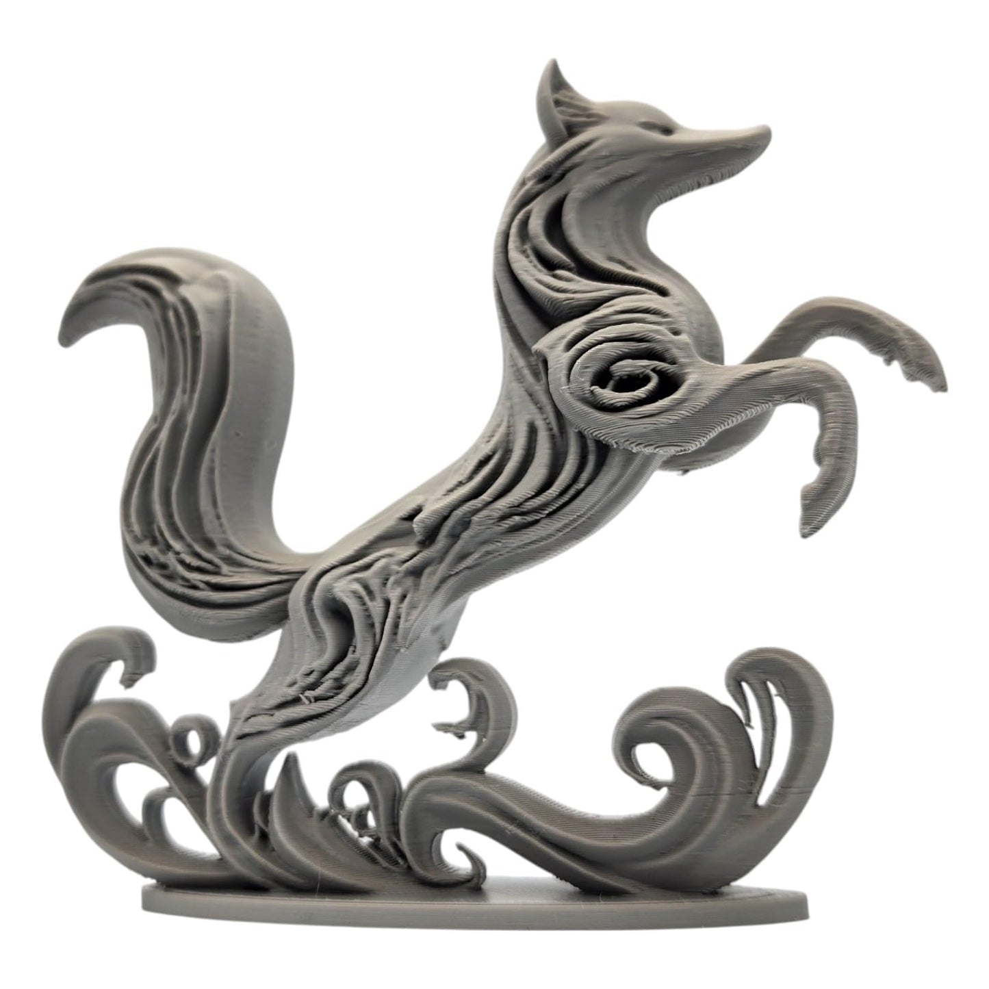 Leaping Fox Sculpture – Elegant Mythic Forest-Inspired Fox Statue with Flowing Detail – Woodland Animal Home Decor, Fantasy Shelf Art – 3D Printed in Canada
