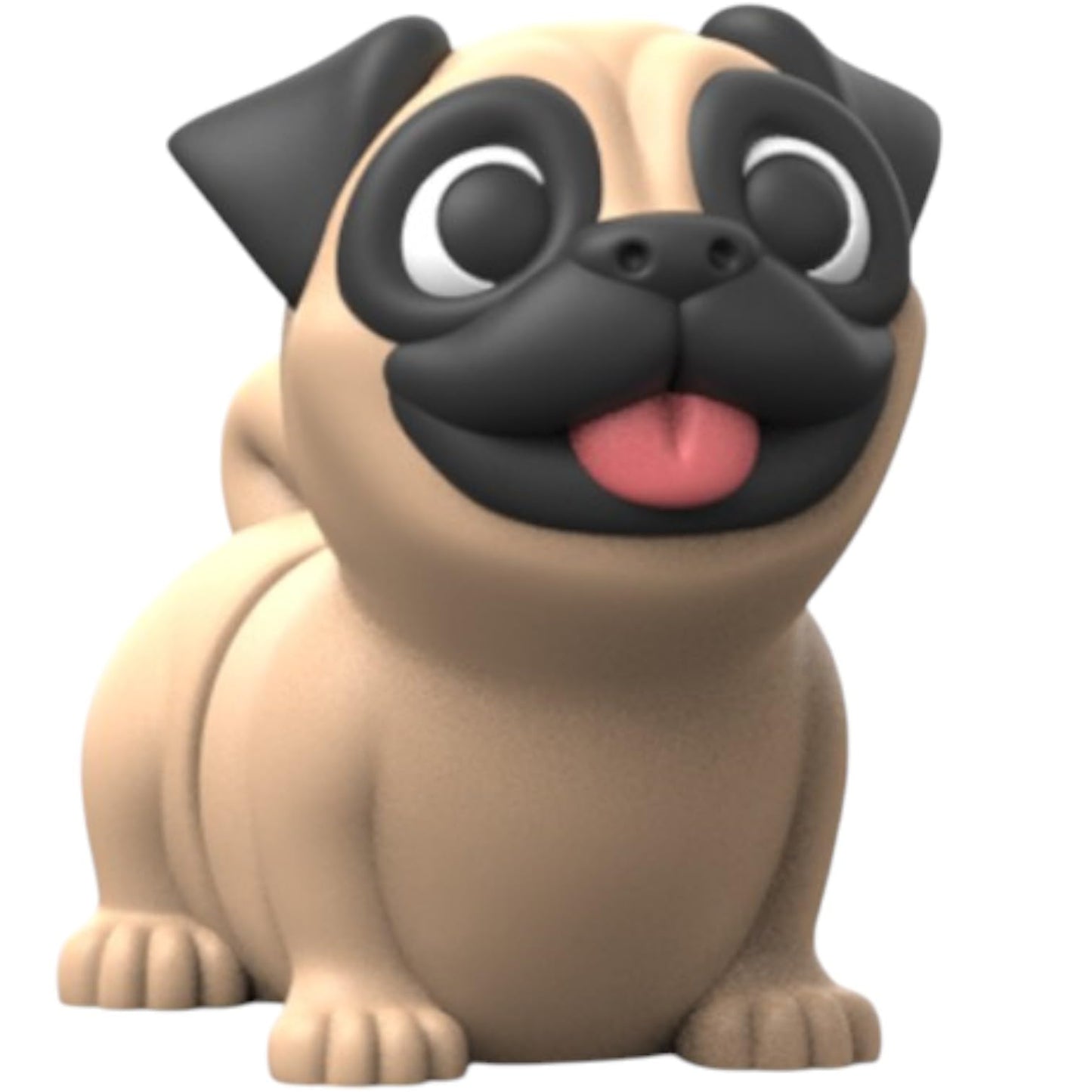 Cute Articulated Pug Figurine with Big Eyes – Adorable Dog Desk Fidget Toy for Teens & Adults – Flexible Cartoon Pug for Stress Relief & Decor – 3D Printed in Canada