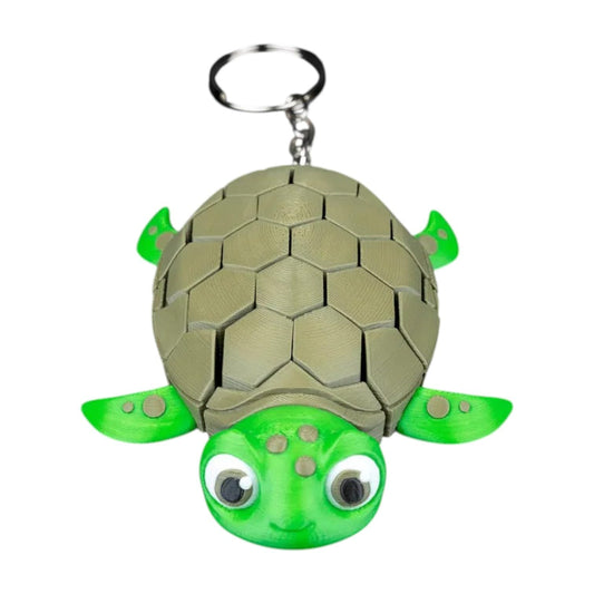 Myrtle the Turtle Fidget Keychain – Flexible Articulated Mesh Turtle Figurine for Stress Relief & Bag Charm – Cute 3D Printed Ocean Animal Accessory – 3D Printed in Canada