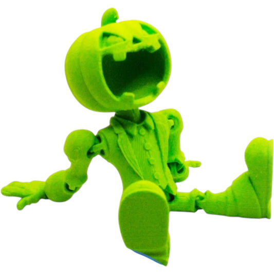 3D Printed Halloween Pumpkin Zombie Figurine – Articulated Undead DIY Paint Model for Horror Fans, Shelf Décor & Gifts – 3D Printed in Canada