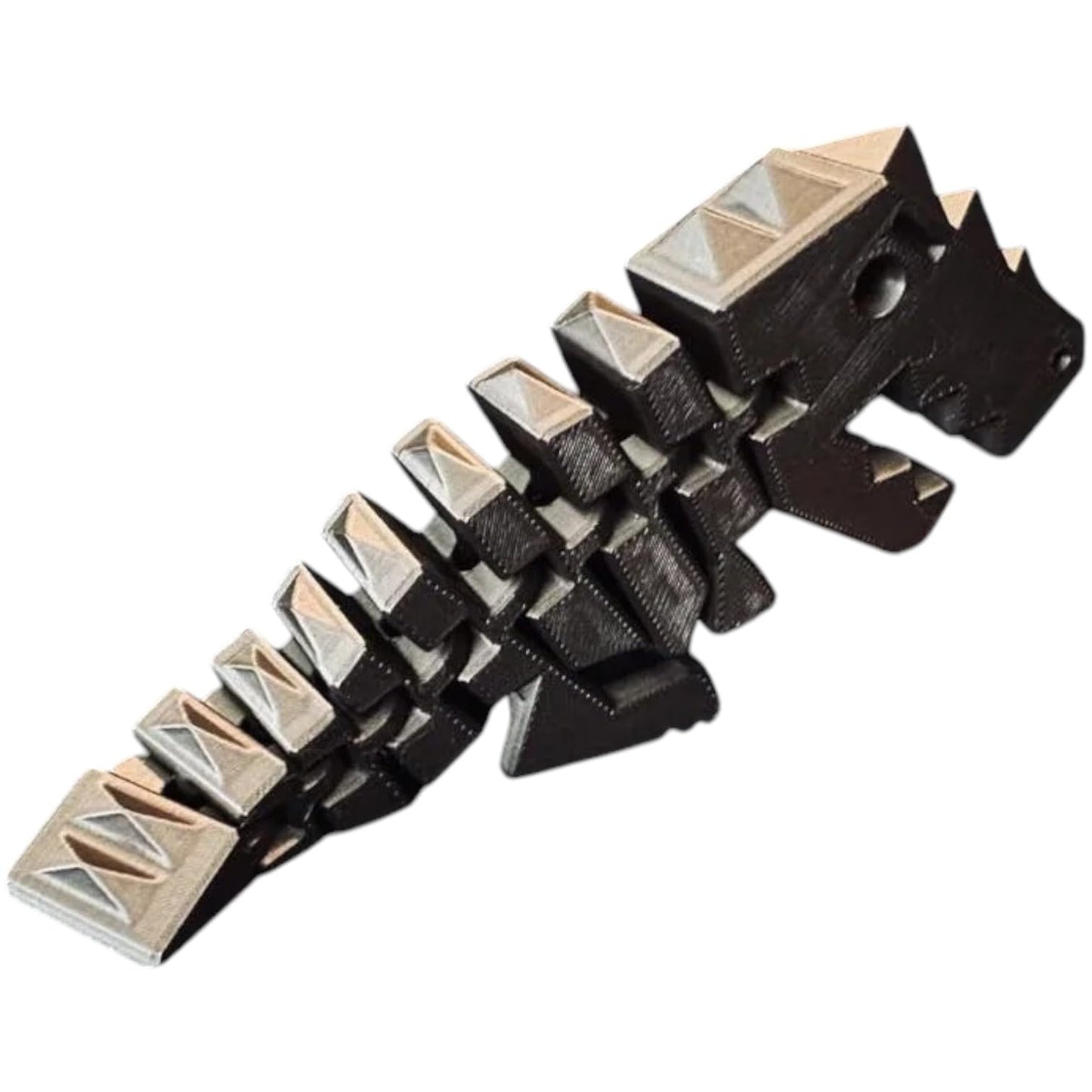 Spikey Rex – Articulated Flexi T-Rex Dinosaur with Metallic Spikes – Print-in-Place Fidget Figure for Desk or Display – 3D Printed in Canada