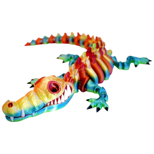 Skeleton Crocodile – Articulating Figurine – Eco-Friendly PLA – Unique Reptile Collectible & Stress Relief Toy for Teens & Adults – 3D Printed in Canada
