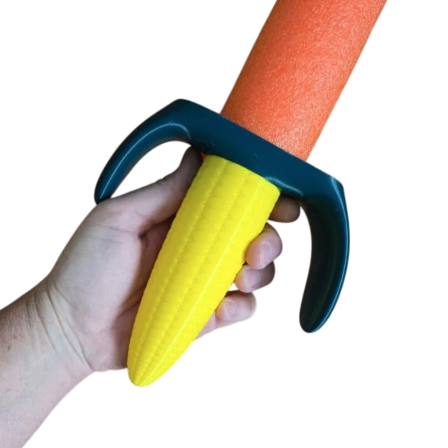 Corn on the Cob Pool Noodle Sword Handle – Novelty Foam Blade Hilt with Curved Guard & Textured Grip for Cosplay, LARP & Backyard Battles – 3D Printed in Canada