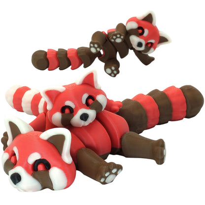 Articulated Red Panda Fidget Figurines (Pack of 2) – Cute Stress Relief Toy for Teens & Adults – Flexible Desk Pet Collectible – 3D Printed in Canada