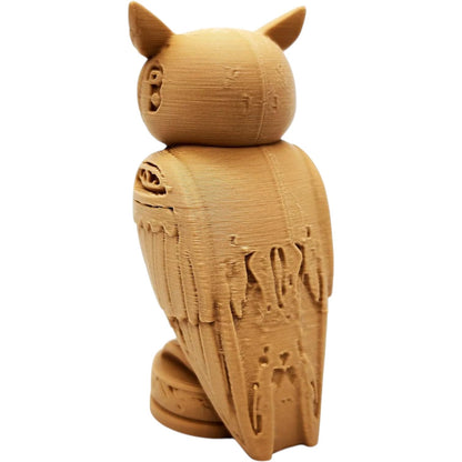 Wood-Carved Owl Totem Statue – Symbolic Decorative Sculpture in Wood PLA – 3D Printed in Canada