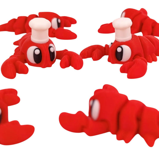 5-Pack Mini Baby Lobster Figurines – Articulated Desk Pet Ocean Crustaceans, Collectible Pocket Lobsters, Fidget Toys for Teens & Adults – 2 Inch Poseable Figures – 3D Printed in Canada