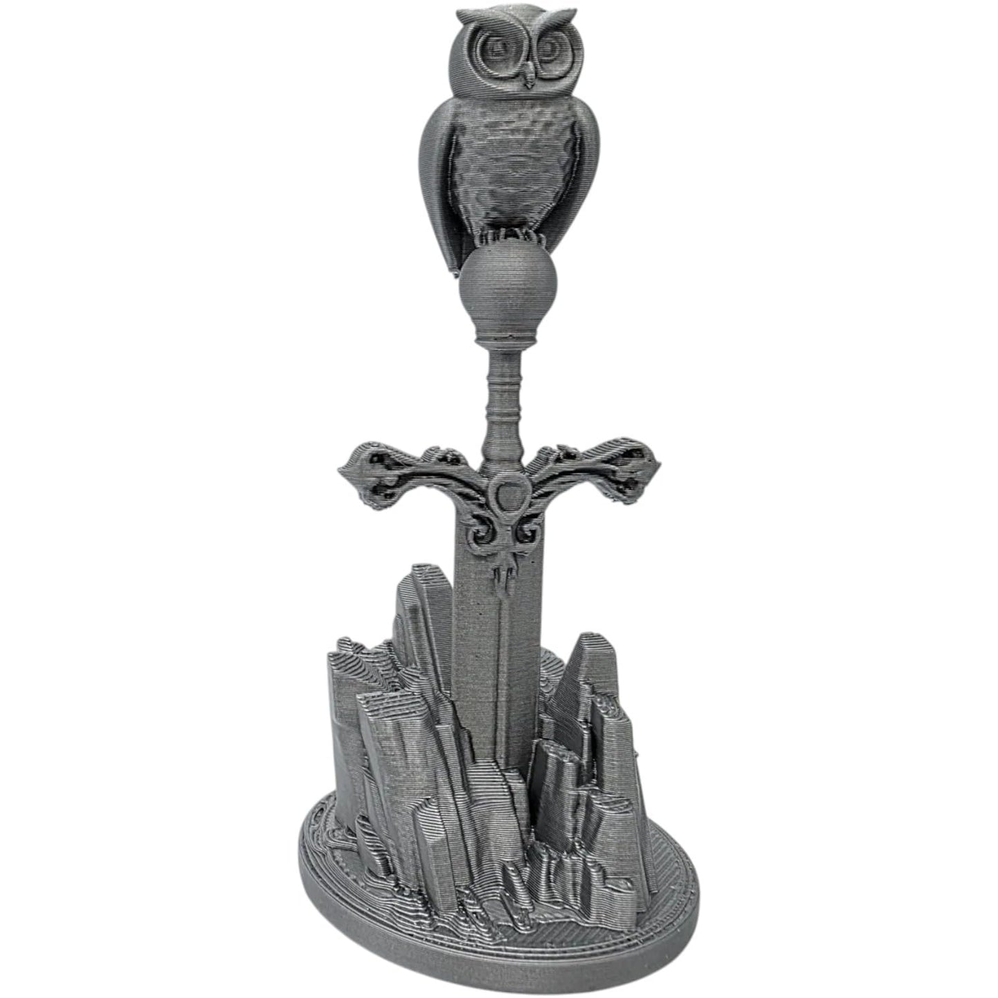 Owl on The Sword Miniature – Fantasy Owl Perched on Blade Statue for RPG Dioramas, Desk Display, or Collector Gifts – 3D Printed in Canada