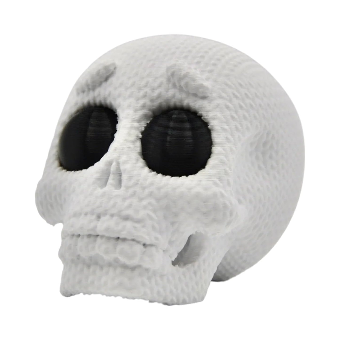 Knitted Skull Figurine – Cozy Textured Skull Decor with Plush-Inspired Look for Desk or Shelf Display – 3D Printed in Canada