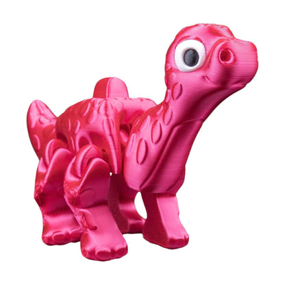 Apatosaurus Articulated Dinosaur Fidget – Flexible Pink Dino Figure for Stress Relief & Desk Display – 3D Printed in Canada