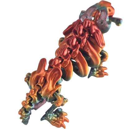 Articulated Skeleton Saber Tooth Tiger Figurine – Flexible Dinosaur Fossil Fidget Decor in Rainbow Multicolor – 3D Printed in Canada