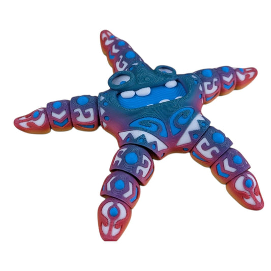 Articulated Tattooed Starfish Figurine – Ocean-Themed Desk Fidget for Teens & Adults – Stress Relief & Collectible – 3D Printed in Canada