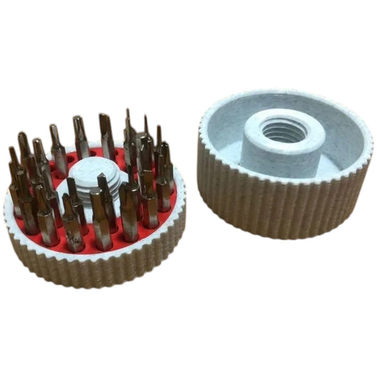 Compact Screwdriver Bit Holder with Screw-On Lid – Storage Organizer for 1/4" Hex Bits, Travel Case for Precision Tools – 3D Printed in Canada