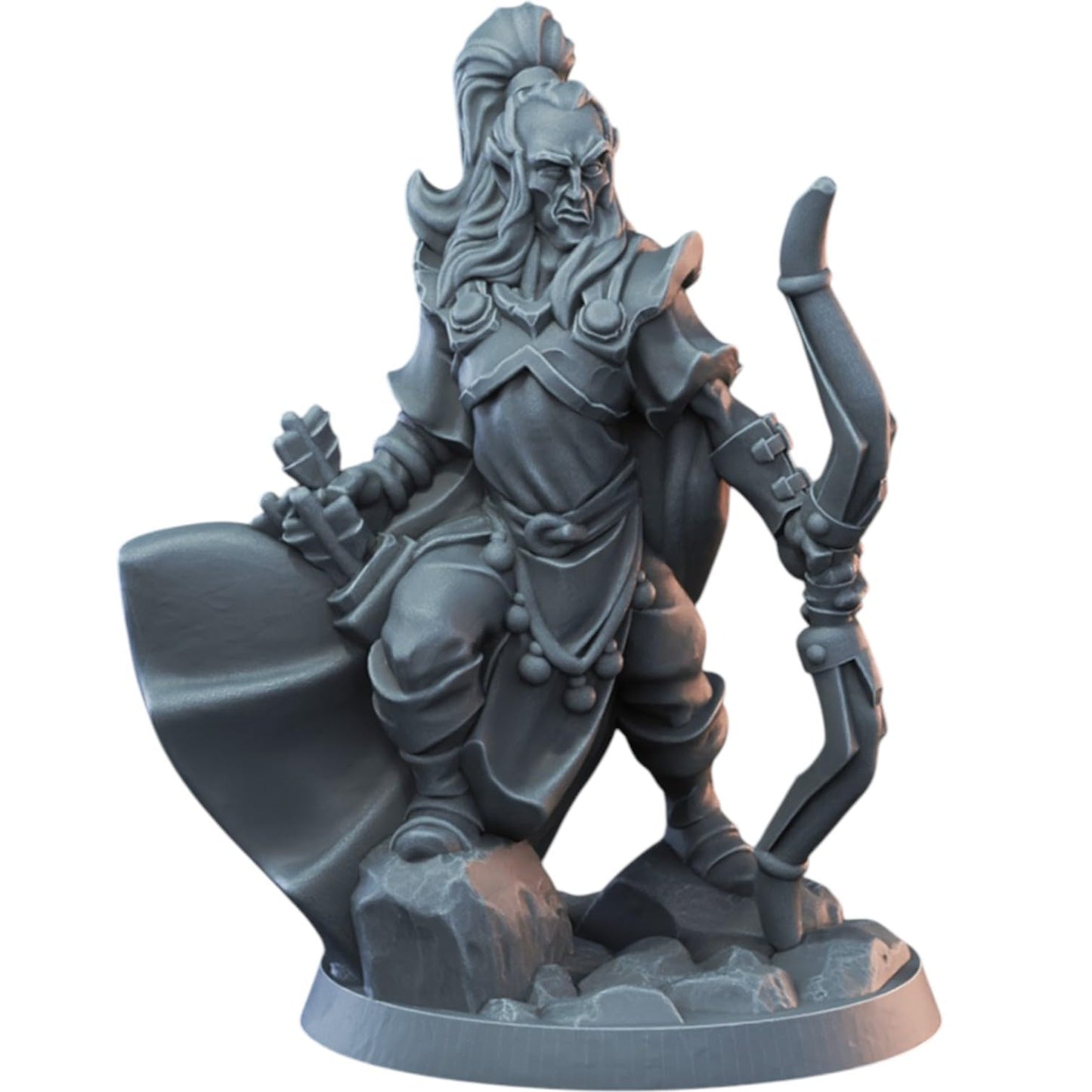 Elf Male Archer Miniature for Wargaming & Painting – Fantasy Elf Ranger Figurine for Tabletop RPG – 3D Printed in Canada