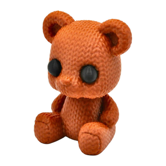 Knitted Teddy Bear Figurine – Faux-Plush Collectible Bear with Cozy Texture for Shelf or Desk Display – 3D Printed in Canada