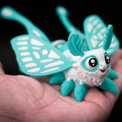 Luna Moth Fantasy Figurine – Articulated Poseable Moth Toy Model for Display, Desk, or Fidget Use – Cute Collectible Insect Creature – 3D Printed in Canada