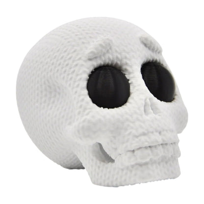 Knitted Skull Figurine – Cozy Textured Skull Decor with Plush-Inspired Look for Desk or Shelf Display – 3D Printed in Canada