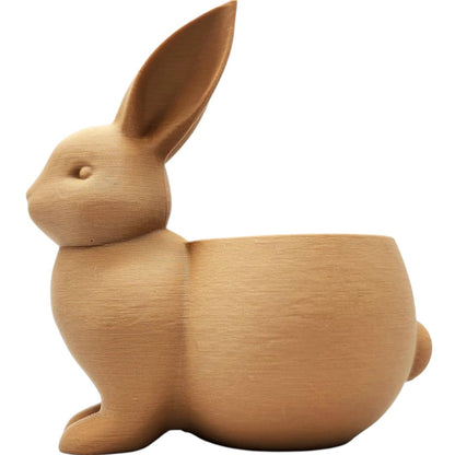 Bunny Succulent Planter – Wood-Style 3D Printed Rabbit-Shaped Mini Pot for Indoor Plants, Herbs, or Desk Décor – 3D Printed in Canada