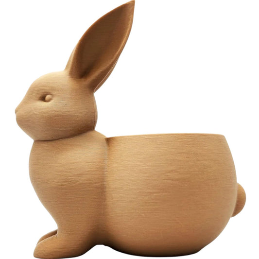 Bunny Succulent Planter – Wood-Style 3D Printed Rabbit-Shaped Mini Pot for Indoor Plants, Herbs, or Desk Décor – 3D Printed in Canada