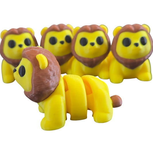 Cute Articulated Lion Figurine with Cartoon Eyes – Roaring Safari Desk Fidget Toy for Teens & Adults – Flexible Jungle Animal for Stress Relief & Decor – 3D Printed in Canada