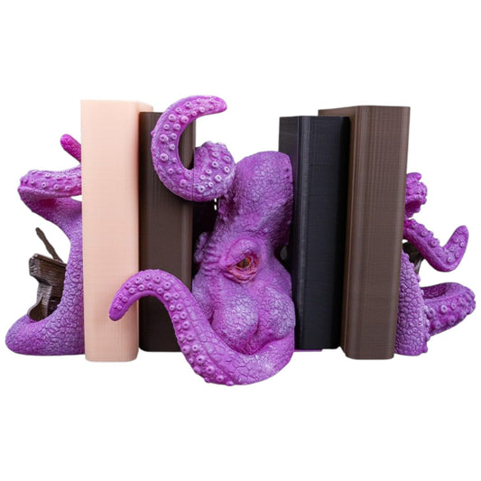 Krakin' Open Bookend – Giant Octopus Tentacle Shelf Holder – Nautical Sea Monster Decor – 3D Printed in Canada