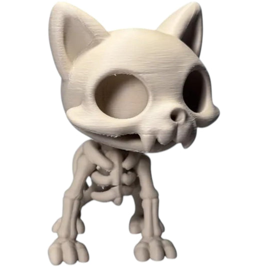 Chibi Skeleton Cat Figurine – Cute Creepy Undead Feline Collectible for Gothic Shelf or Desk Décor – 3D Printed in Canada