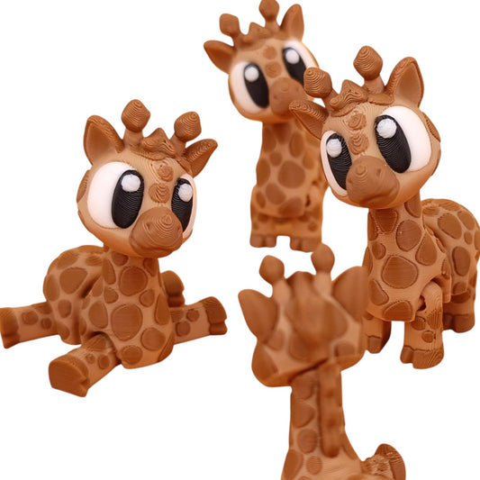 5-Pack Mini Baby Giraffe Figurines – Articulated Desk Pet Safari Animals, Collectible Pocket Giraffes, Fidget Toys for Teens & Adults – 2 Inch Poseable Figures – 3D Printed in Canada