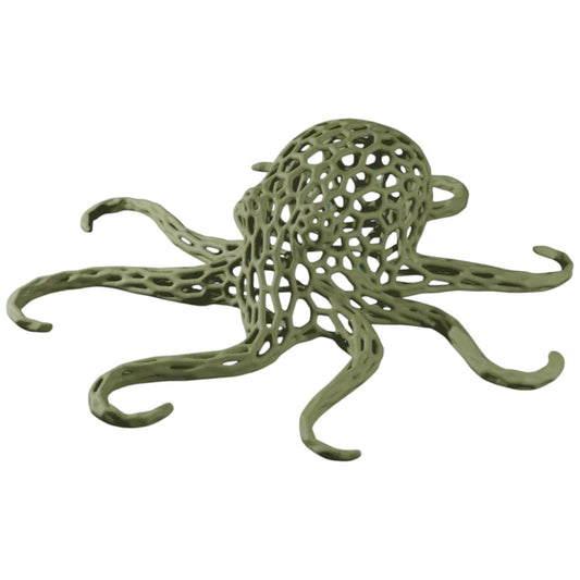 Octopus Voronoi Sculpture – Geometric Tentacle Sea Creature Figurine for Shelf, Desk or Aquarium Decor – 3D Printed in Canada